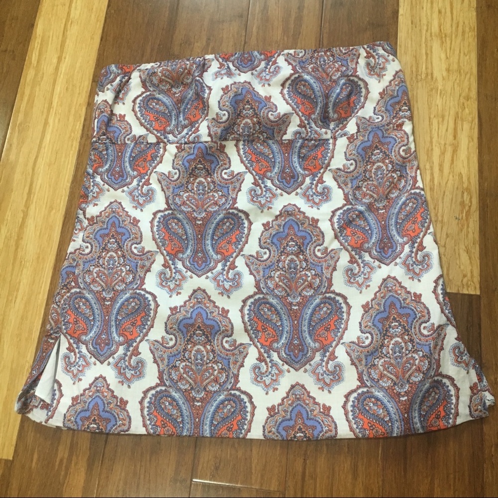 J Crew Strapless Paisley Print Top